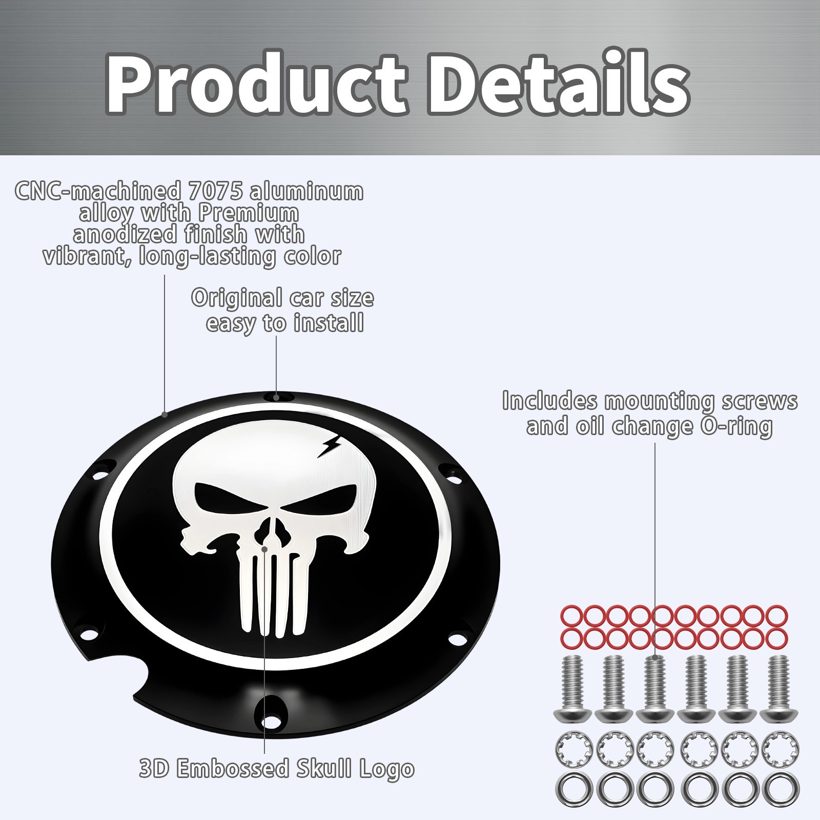 Punisher Skull Derby Timing Timer Cover For Harley Iron Sportster XL XR 883 1200