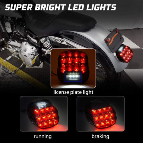 Motorcycle Smoked Lens Tail Rear LED Light Brake Lamp For Harley Softail Fatboy