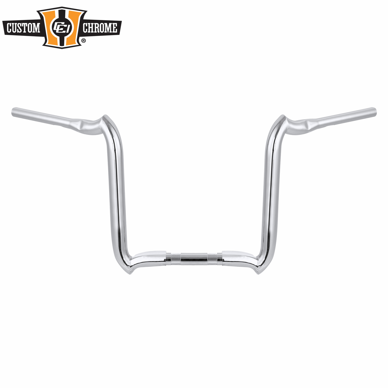 1.25″ Fat 16″ Rise Chrome Crooked Handlebar Fit For Harley 3.5″ Knurl 1″ Clamp