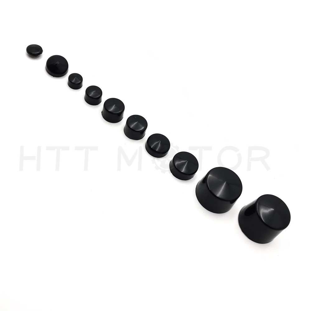 87pc Black Bolt Cap Dress for 00-06 Harley Softail Engine & Misc Bolt Nut Cover