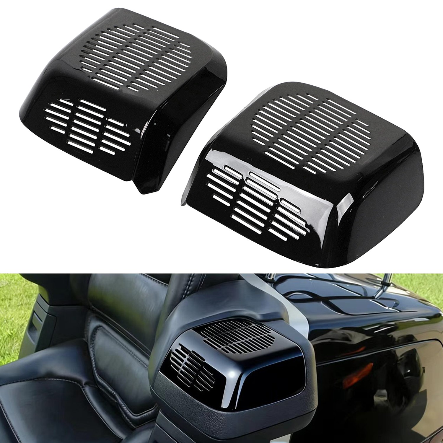 Gloss Black Rear Speaker Covers For Honda Goldwing 1500 GL1500 1988-2000 89 90