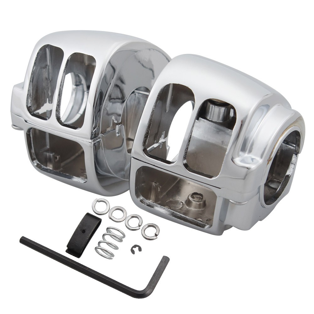 For Harley Softail Custom 96-10 Chrome Hand Control Switch Housing Button Caps
