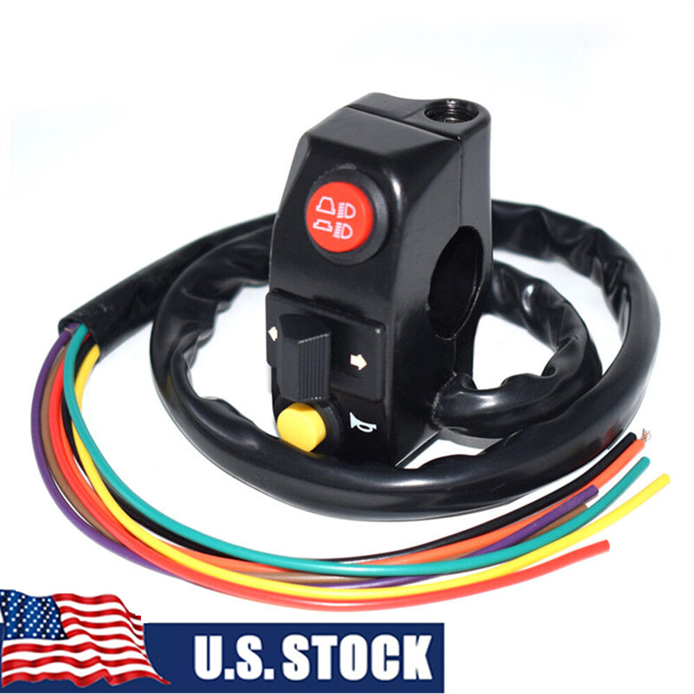 22mm Motorcycle Handlebar Switch Turn Signal Horn High Low Beam Waterproof 12V