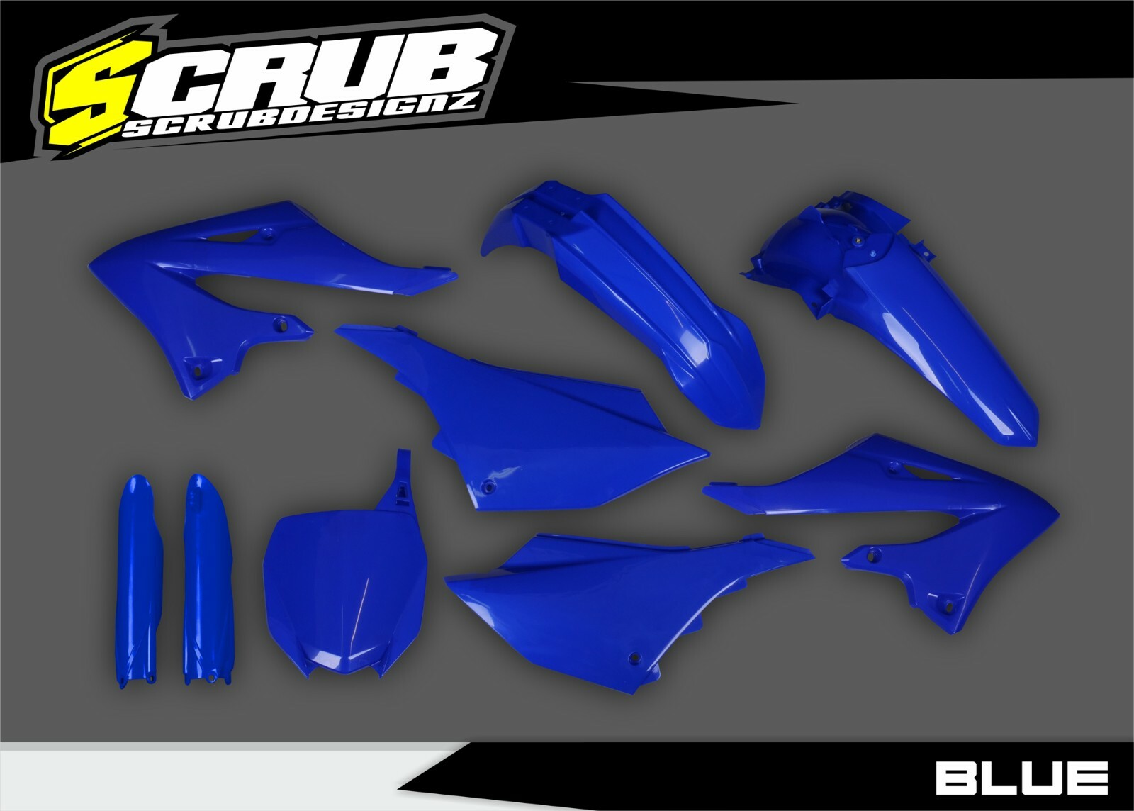 Yamaha YZ125 YZ250 2022 2023 2024 2025 2-Stroke Plastics kit + Fork guards Blue