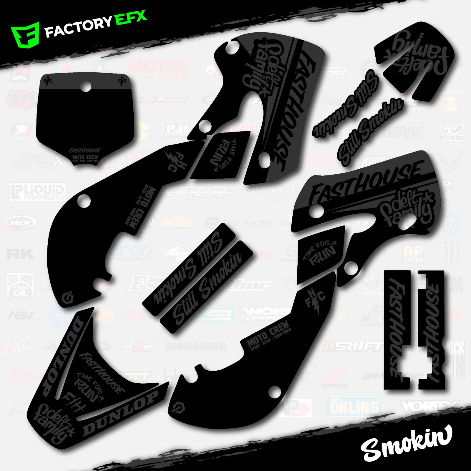 Blackout Smokin Racing Graphics kit fits Kawasaki KLX110 00-09 KLX 110
