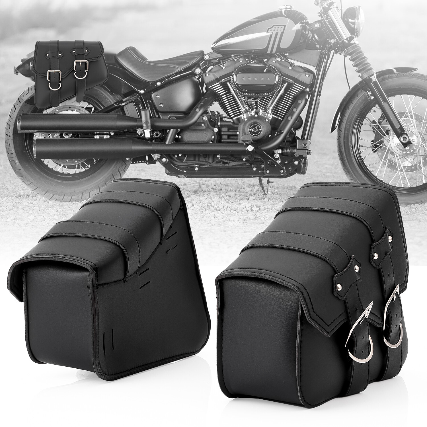 Pair Synthetic Leather Universal Motorcycle Saddlebags For Harley Honda Yamaha