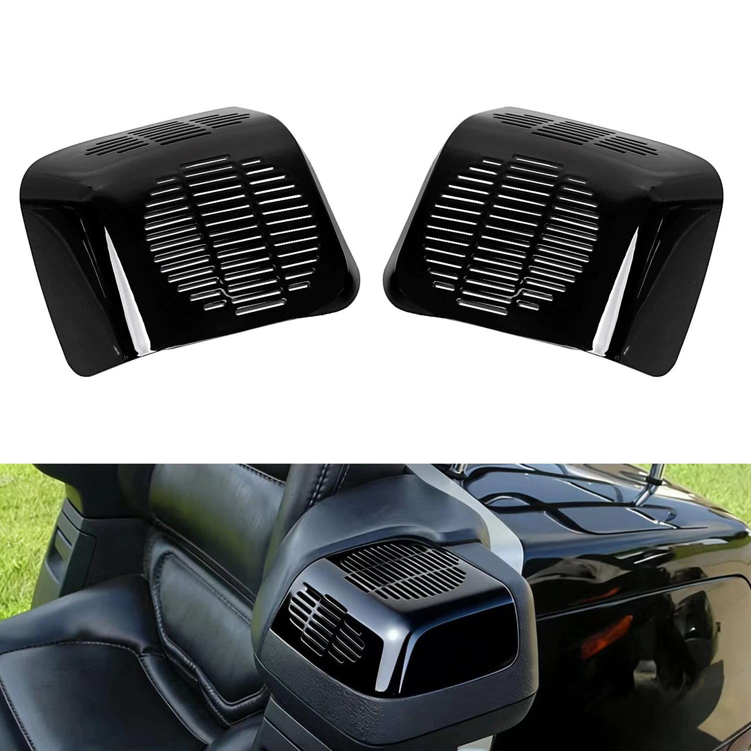 Gloss Black Rear Speaker Covers For Honda Goldwing 1500 GL1500 1988-2000 89 90