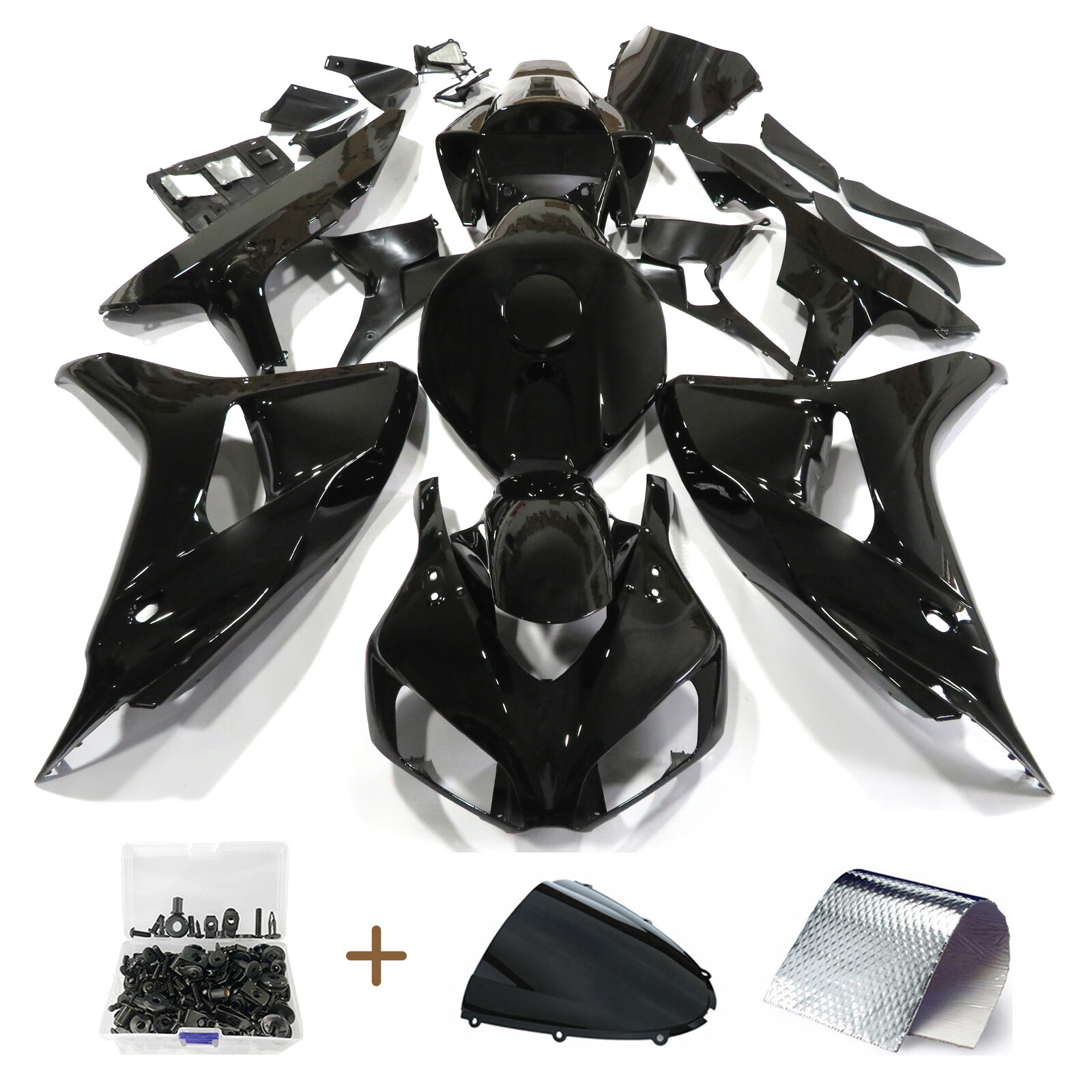 Glossy Black Fairing Kit +Bolts For Honda CBR1000RR 2006 2007 ABS Injection Body