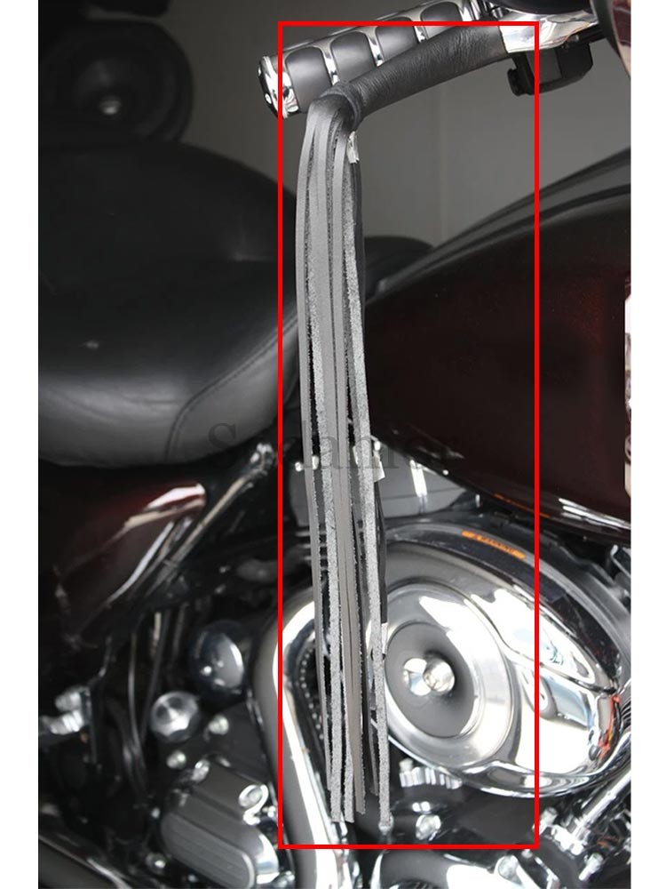 2PCS Universal Leather Brake Clutch Lever Fringe Long Tassels Grip For Harley