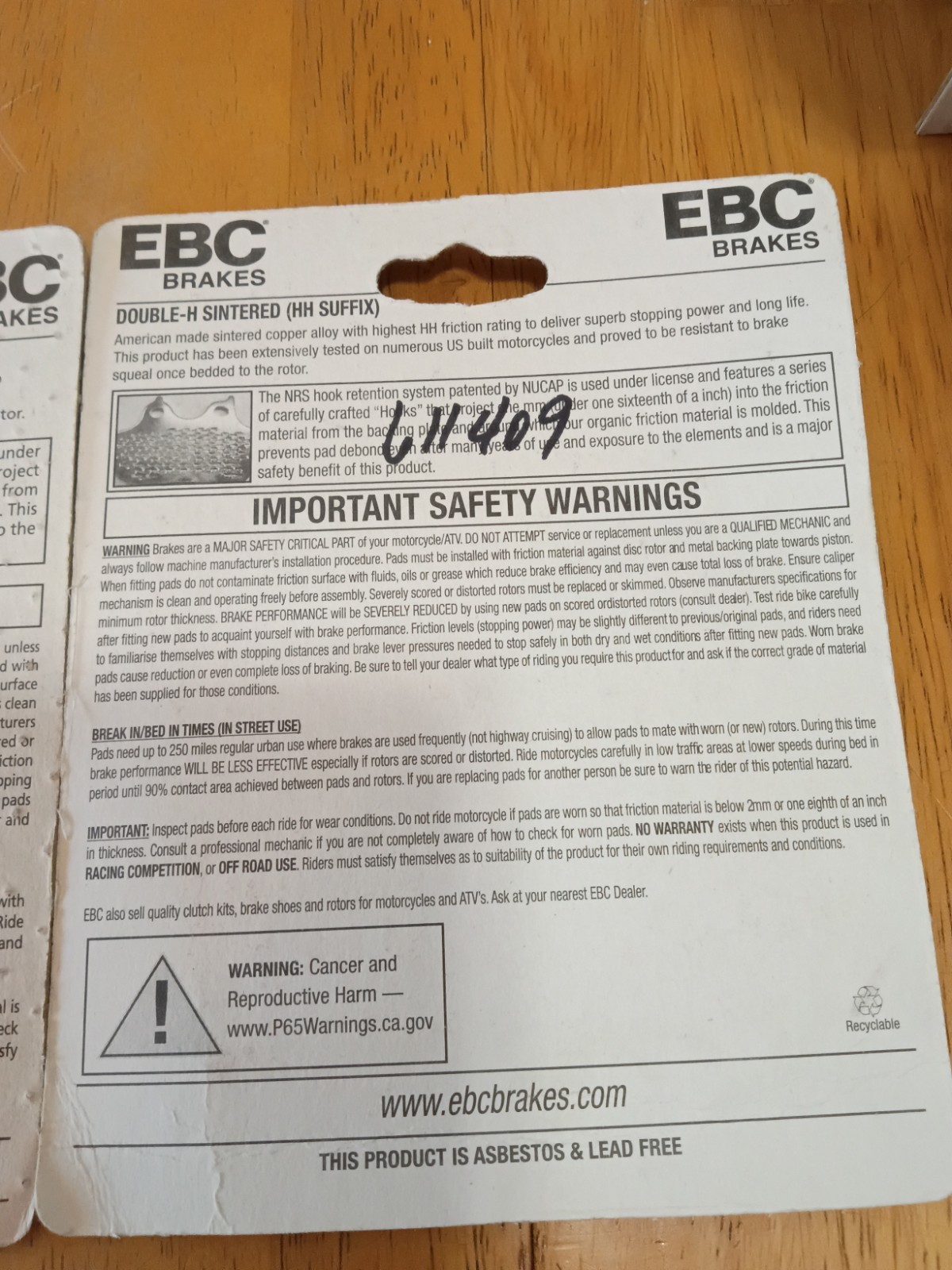 EBC FA409HH Double-H Sintered Front/Rear Brake Pads For Harley Touring 2008-2024