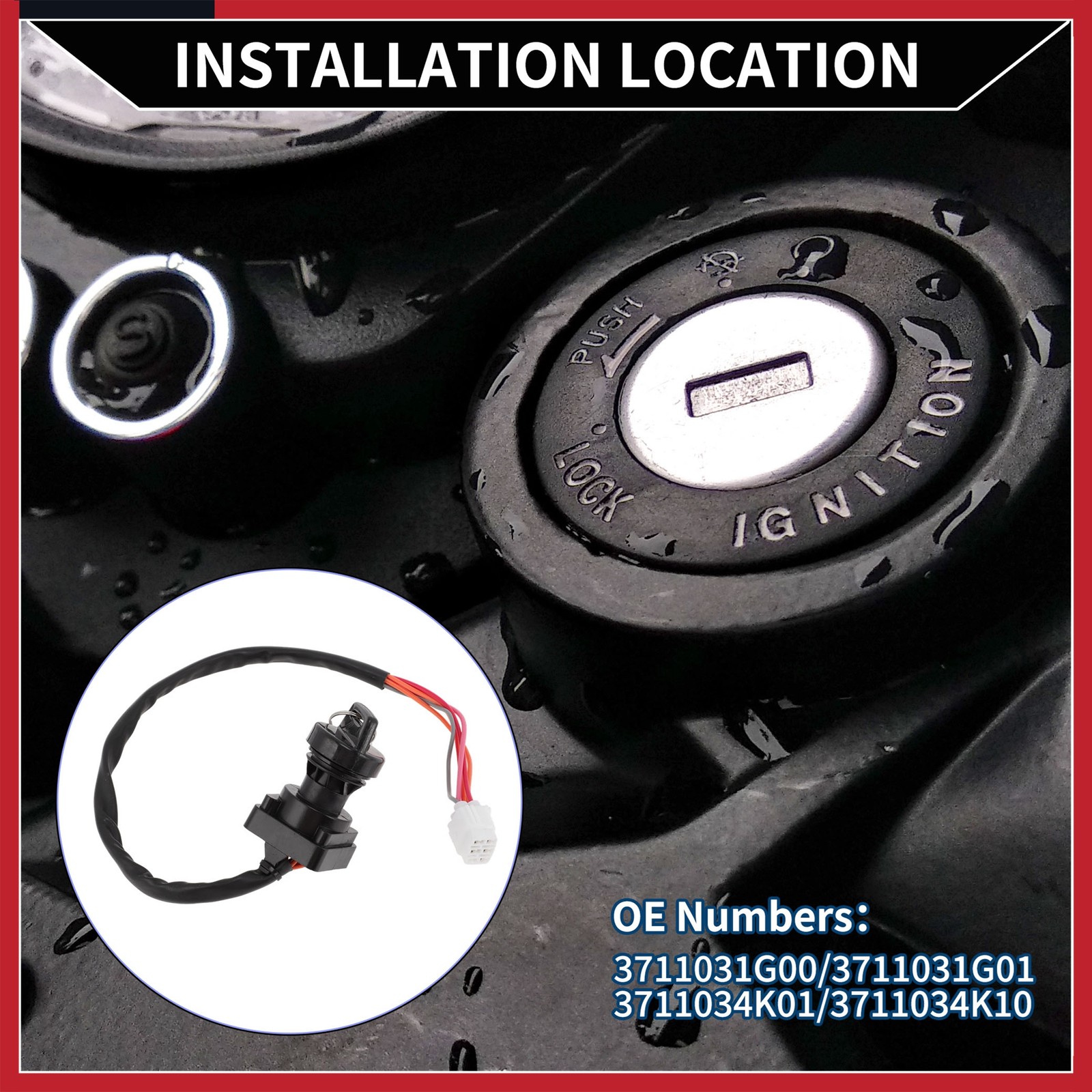 Ignition Key Switch No.3711031G00 for Suzuki LTA 500 KingQuad AXi 19-21 23 1Set