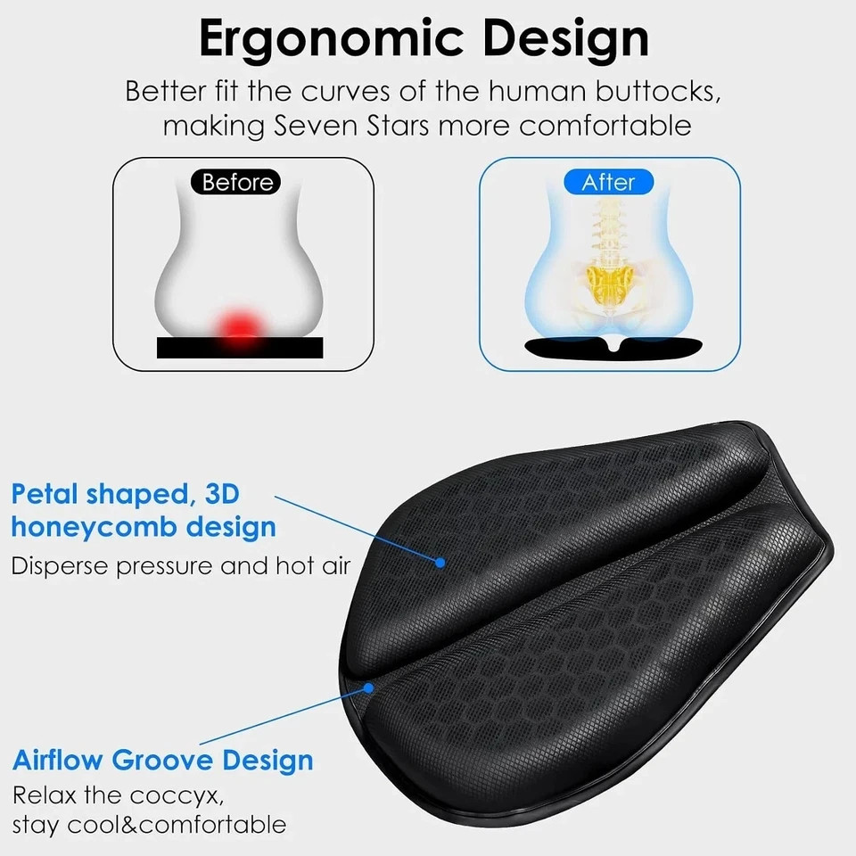 Motorcycle Seat Comfort 3D Gel Seat Cushion Pressure Relief Air Pad