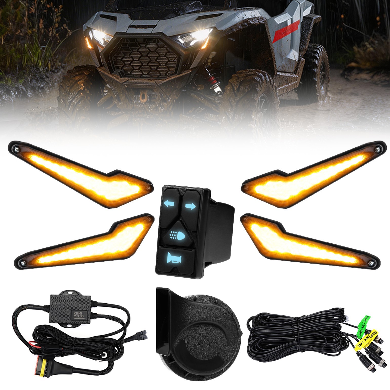 UTV Turn Signal Light Kit Street Legal Blinker Universal for RZR Ranger Maverick
