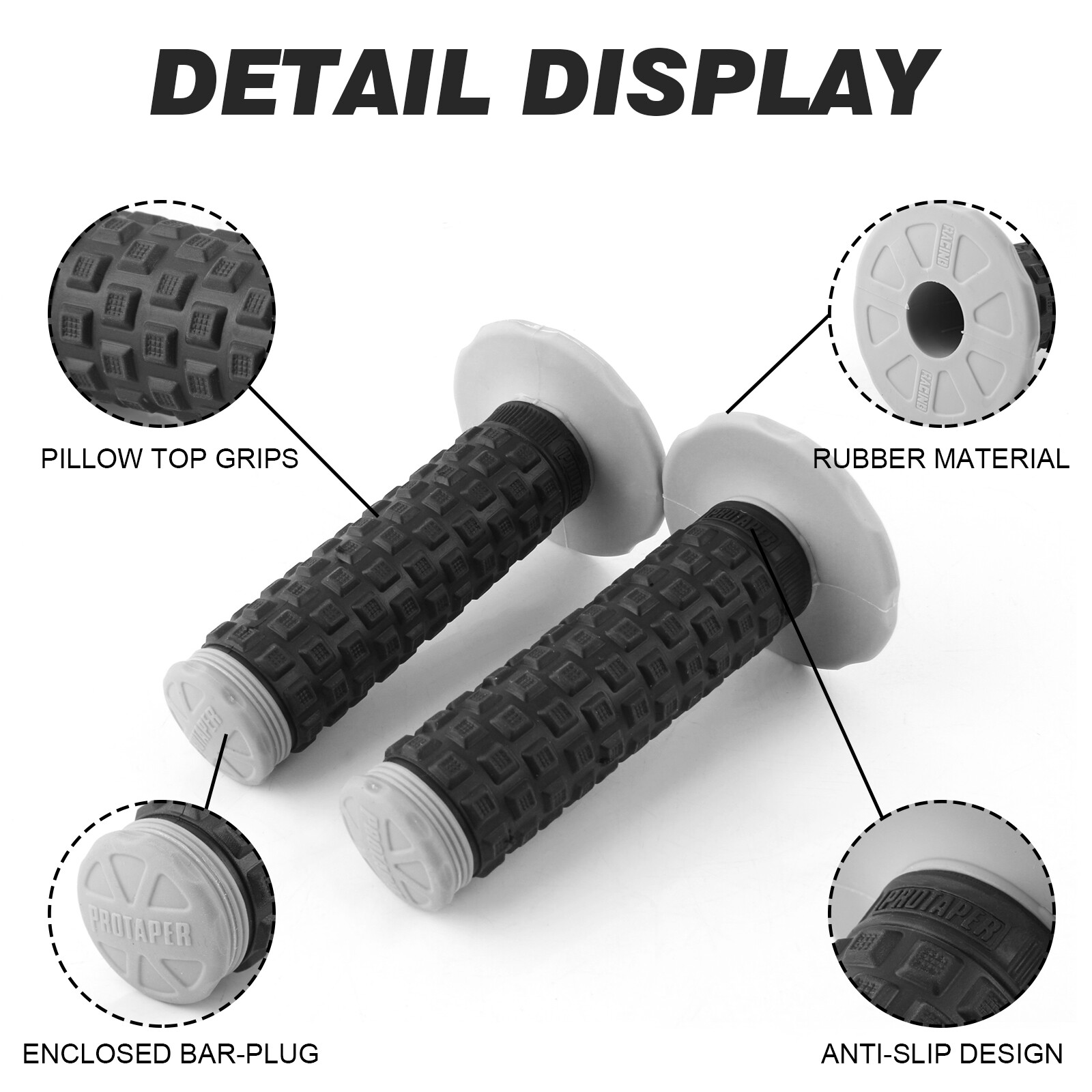 ProTaper 7/8″ 22MM Handlebar Grips Motorcycle Rubber Hand Grip Dirt Bike OffRoad