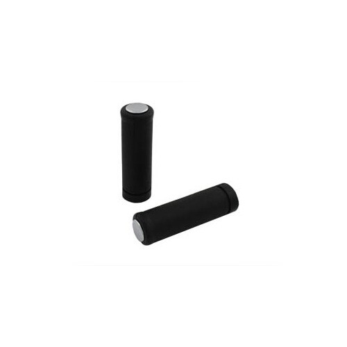 Black Stock Style Grip Set with Chrome Plugs Harley Panhead Shovelhead 1962-73