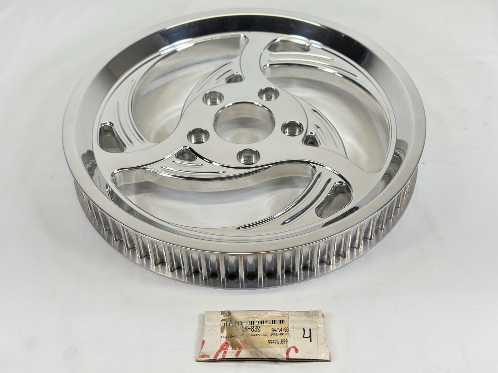 Arlen Ness Criss-Cross Polished 65t 1.5in Rear Belt Drive Pulley Pre-00 Harley
