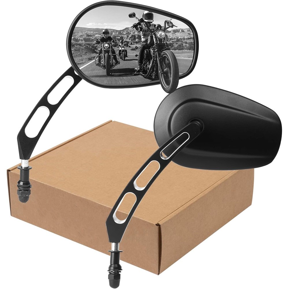 Handlebar Mount Mirrors,Left & Right Side Rearview mirrors for 1982-2025 Harley