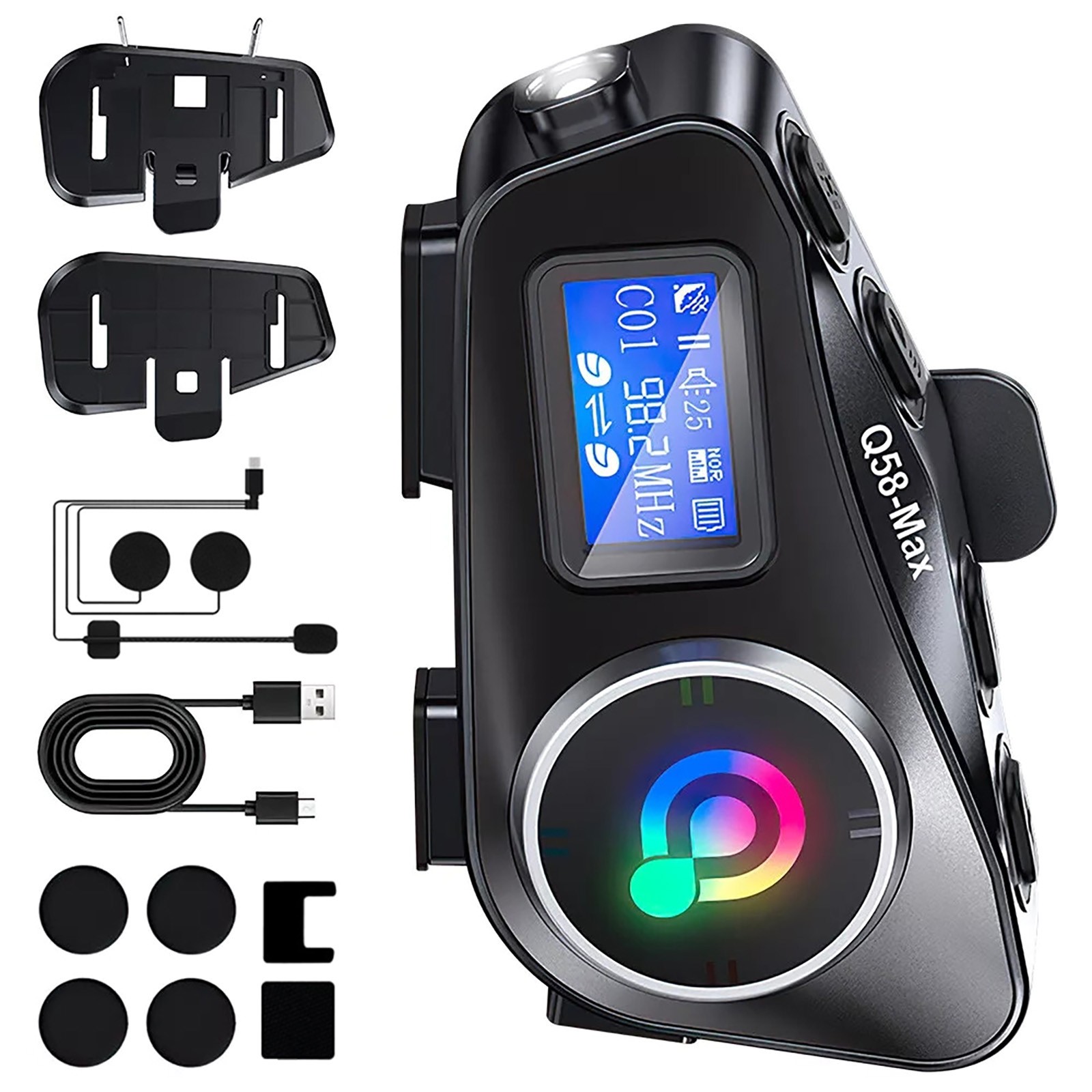 New 1000mAh Waterproof Bluetooth Headset Motorcycle Intercom Helmet LCD