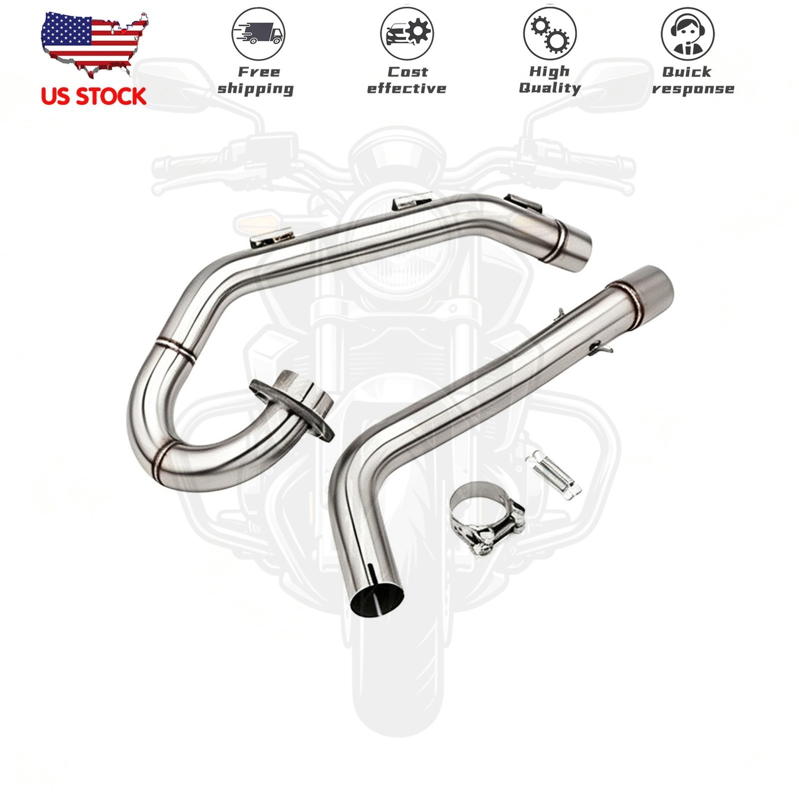 Full System Silvery Exhaust Tips Header Pipe For Yamaha Raptor 700 R 700R 15-26