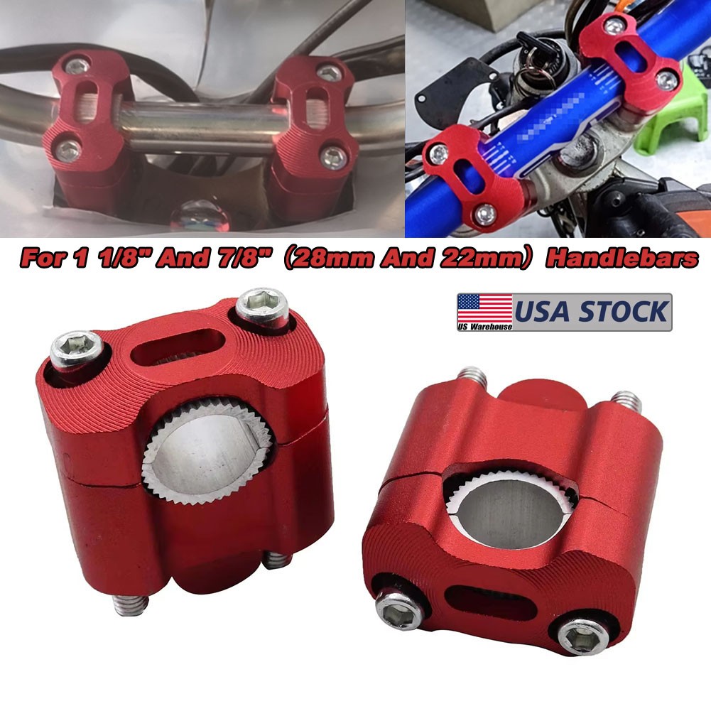 22mm 7/8” 28mm Motorcycle HandleBar Handle Fat Bar Mount Clamps Riser Universal