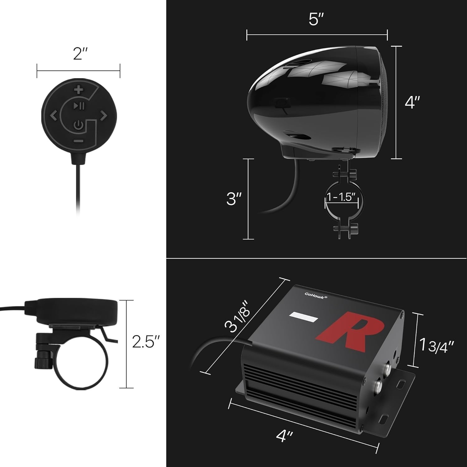 Bluetooth 5.0 Motorcycle Audio System – 100W Waterproof Speakers for Riders