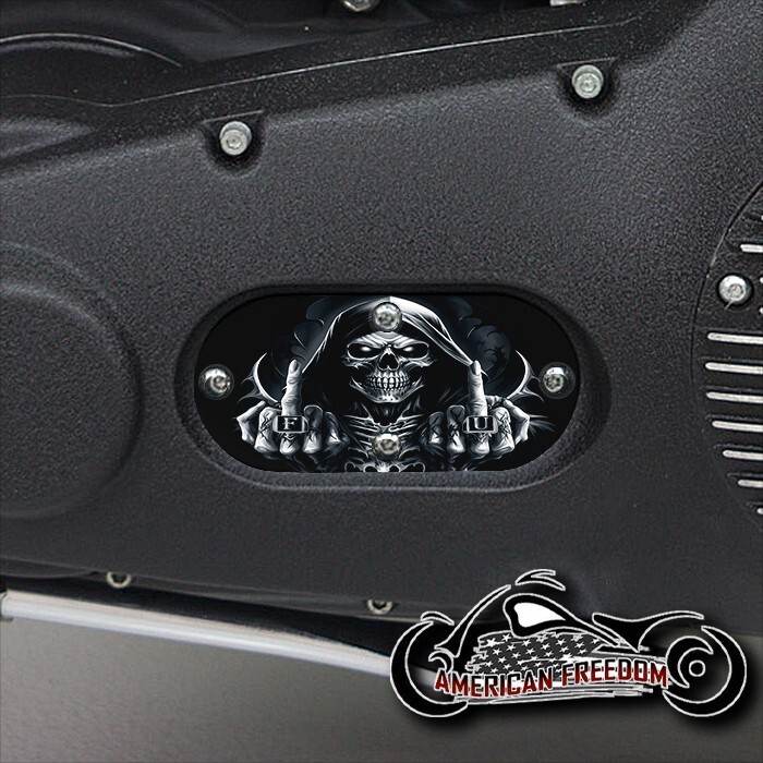 HARLEY DAVIDSON 1986-2006 DYNA SOFTAIL OVAL INSPECTION COVER – B/W FU Reaper