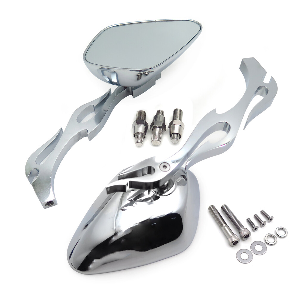Alloy Running Ctom Mirror for Harley softail FatBoy Flame Shape chromed