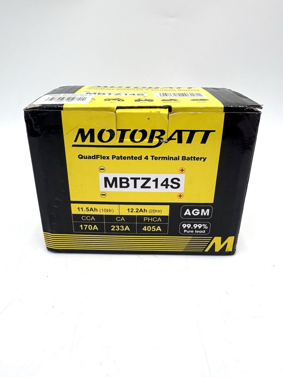 Motobatt MBTZ14S Quadflex AGM 12V 4 Terminal Battery – MBTZ14S, NEW