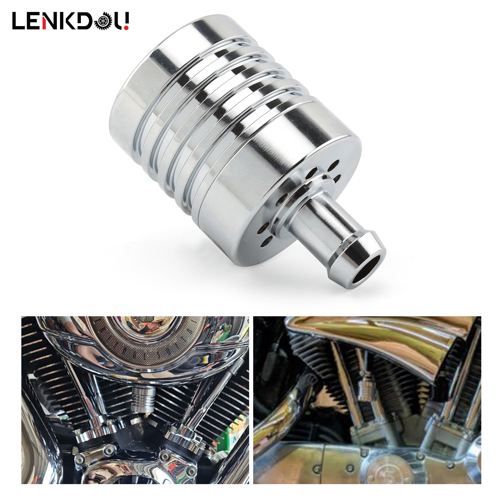 Engine Vented Breather Canister Chrome For Harley Custom Applications 40-0457 US