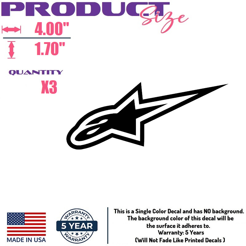 Helmet Vinyl decal 6 pcs set Alpinestars Motorcycle helmet decals, Sticker