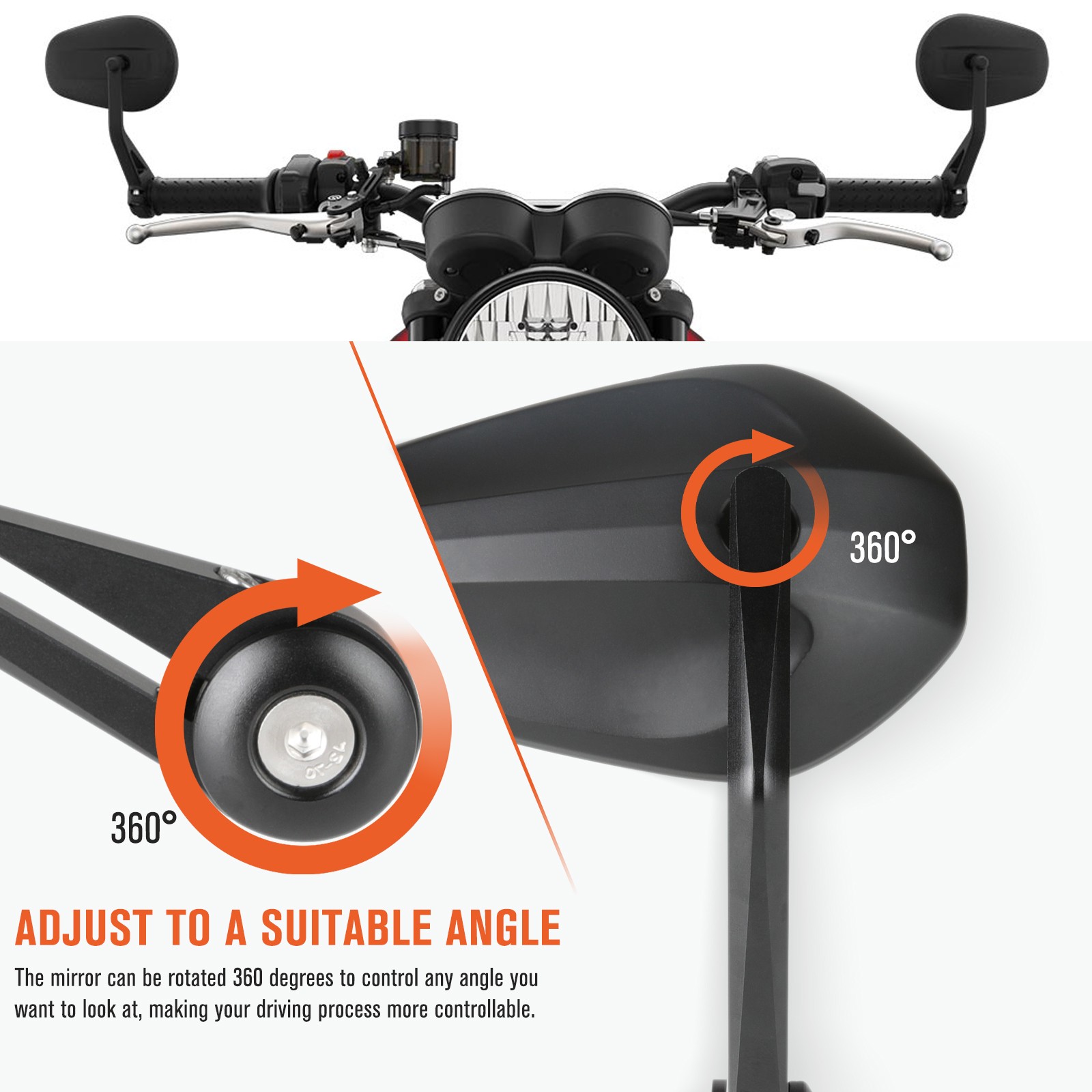 Motorcycle 7/8″ 22mm Handlebar End Mirrors For Ducati SuperSport 950 (2022)