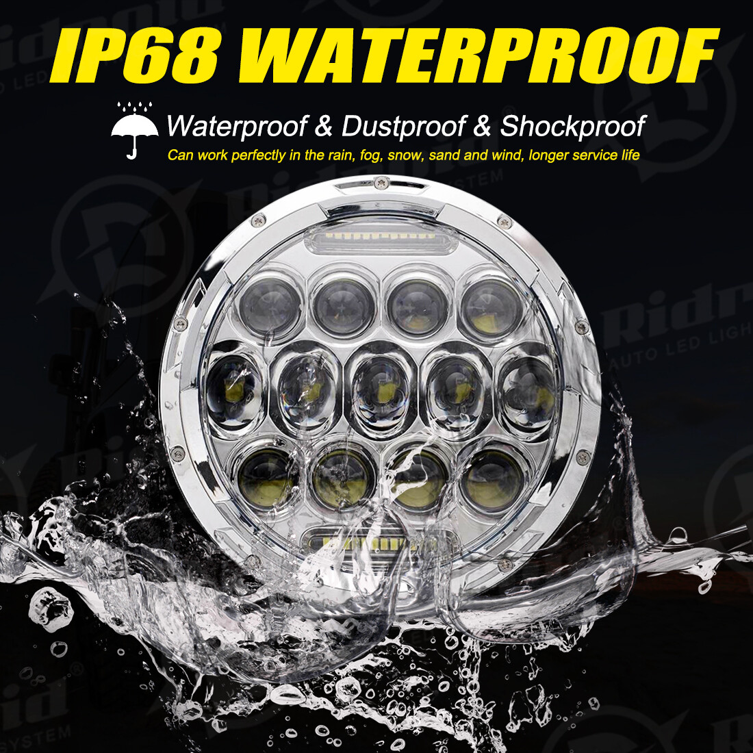 Chrome New 7″ LED Projector Headlight + Passing Lights Fit for Harley Touring