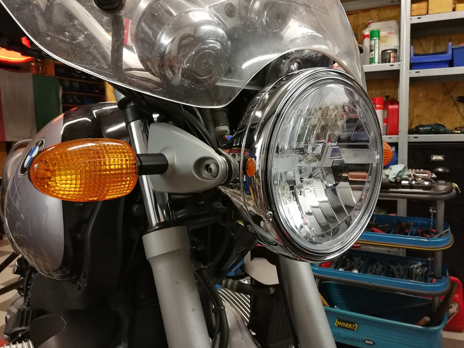 Chrome LED headlight BMW r 1100 r facelift year 1997-2001 LED headlight