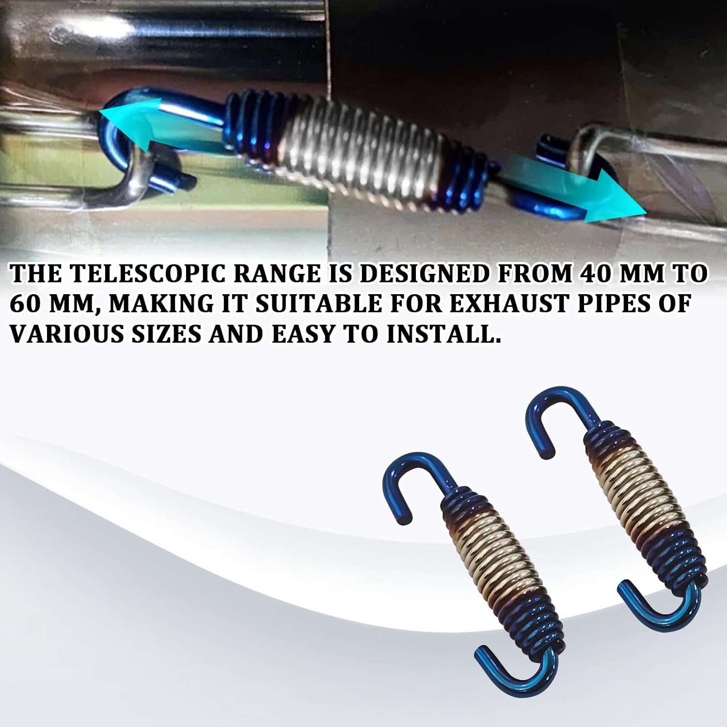 Universal Motorcycle Exhaust Spring Kit, 2 PCS 40 mm-60 mm Stainless Steel Retra