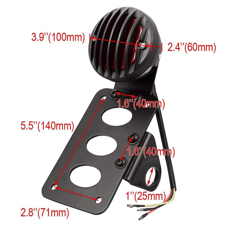 1” Motorcycle LED Tail Brake Light License Plate Bracket for Harley Honda Bobber