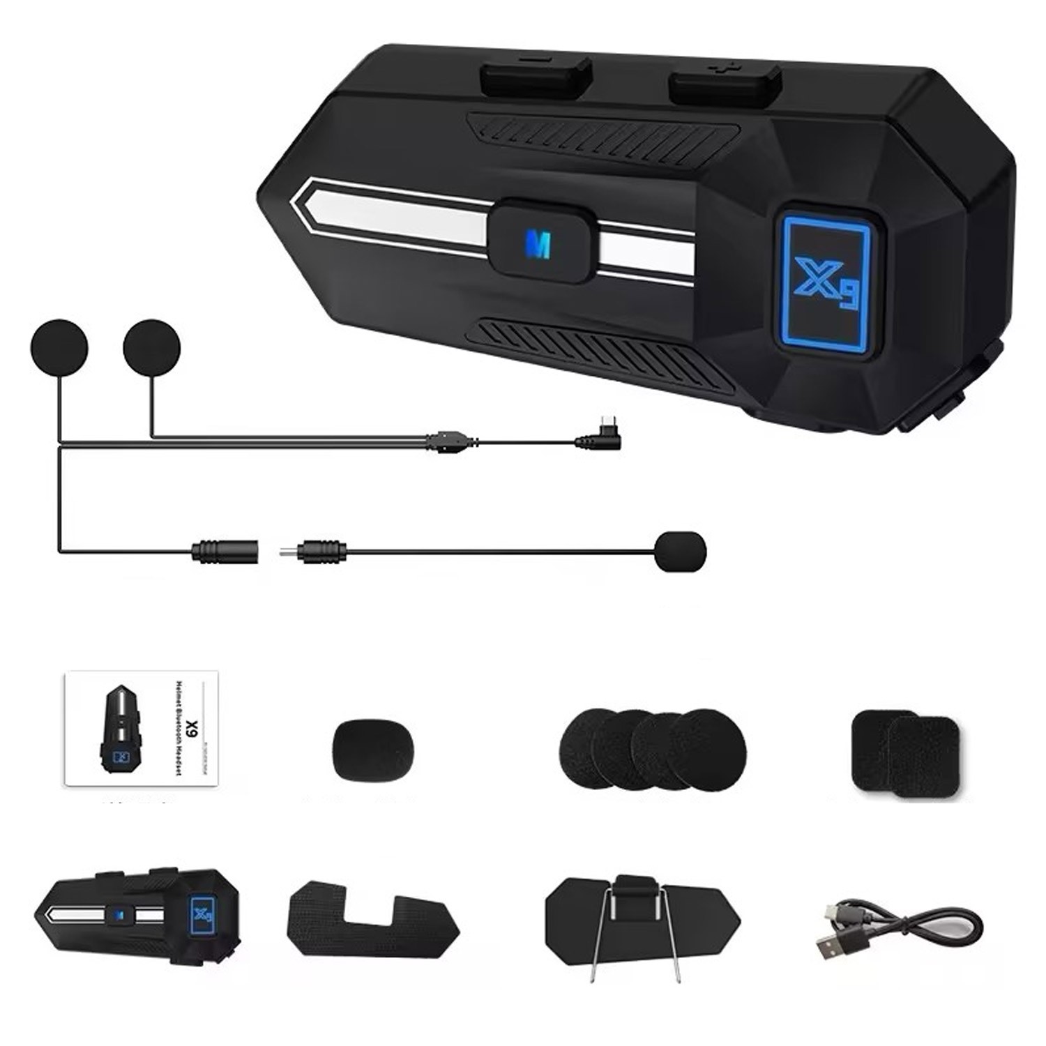 US Motorcycle Helmet Headset Bluetooth 5.3 Wireless Headphone Speaker Hands-Free