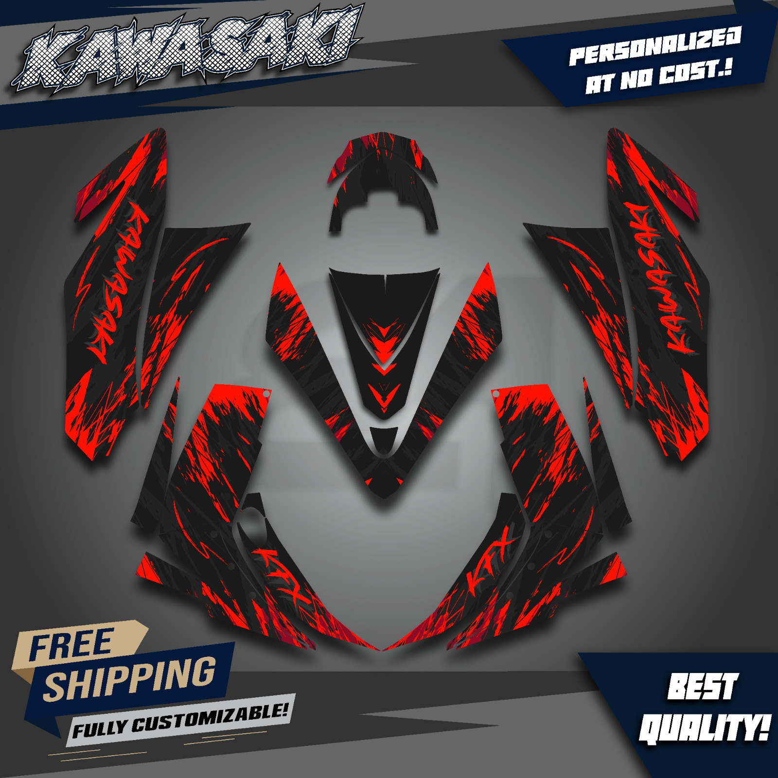 Kawasaki KFX 450R 2008-2014 Graphics Kit Custom Decals Set ATV Full Stickers