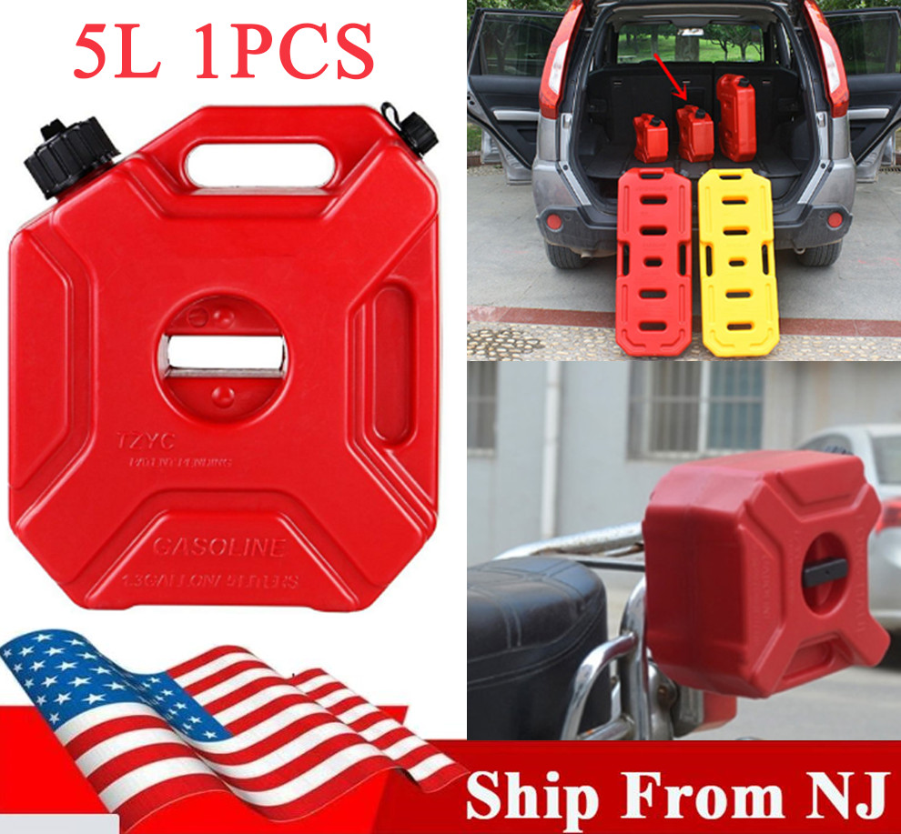 1PC Red 5L Anti-Static Plastic Gasoline Drum Spare Fuel Tank For Auto Motorcycle