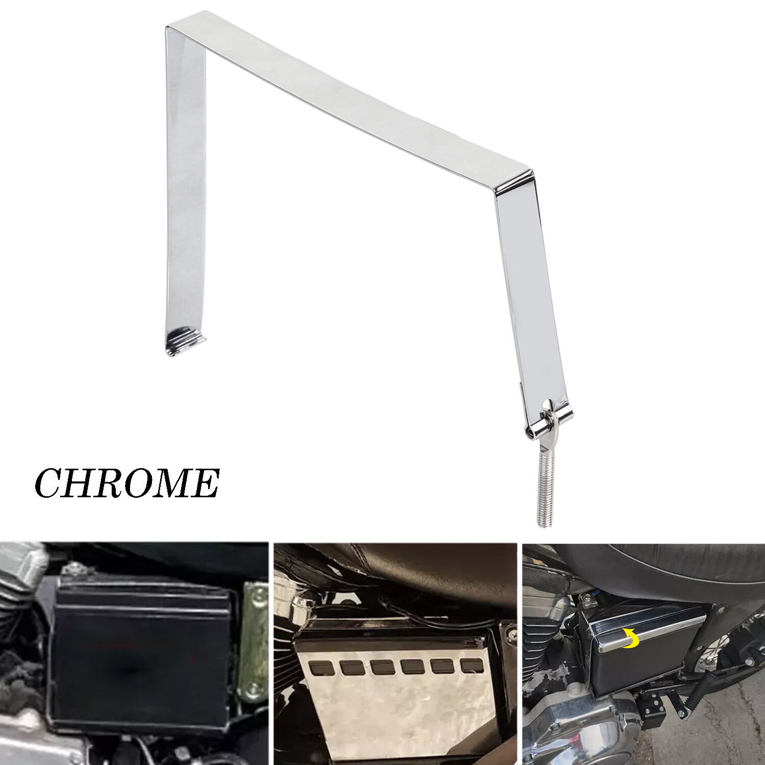 Chrome Battery Cover Hold Down Strap Fit For Harley Sportster 883/1200 XLH1200