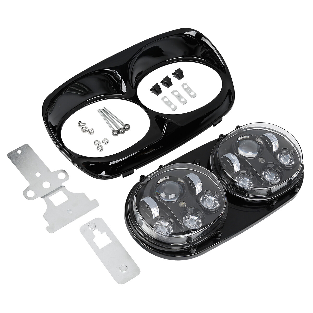 Matt Black Inne Outer Fairing LED Headlight Fit For Harley Road Glide 98-13 99