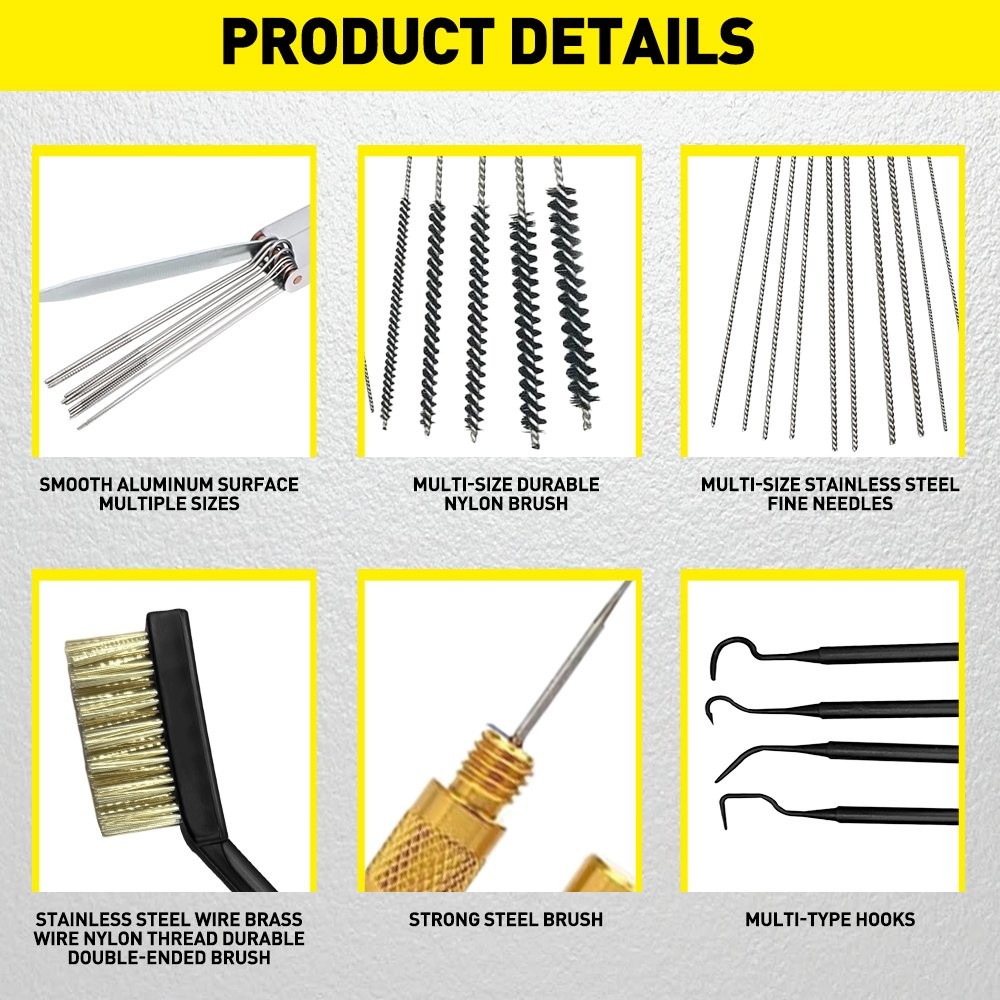 Carburetor Cleaning Brushes Wire Cleaner Tool Kit ATV Motorcycle Small-Engine