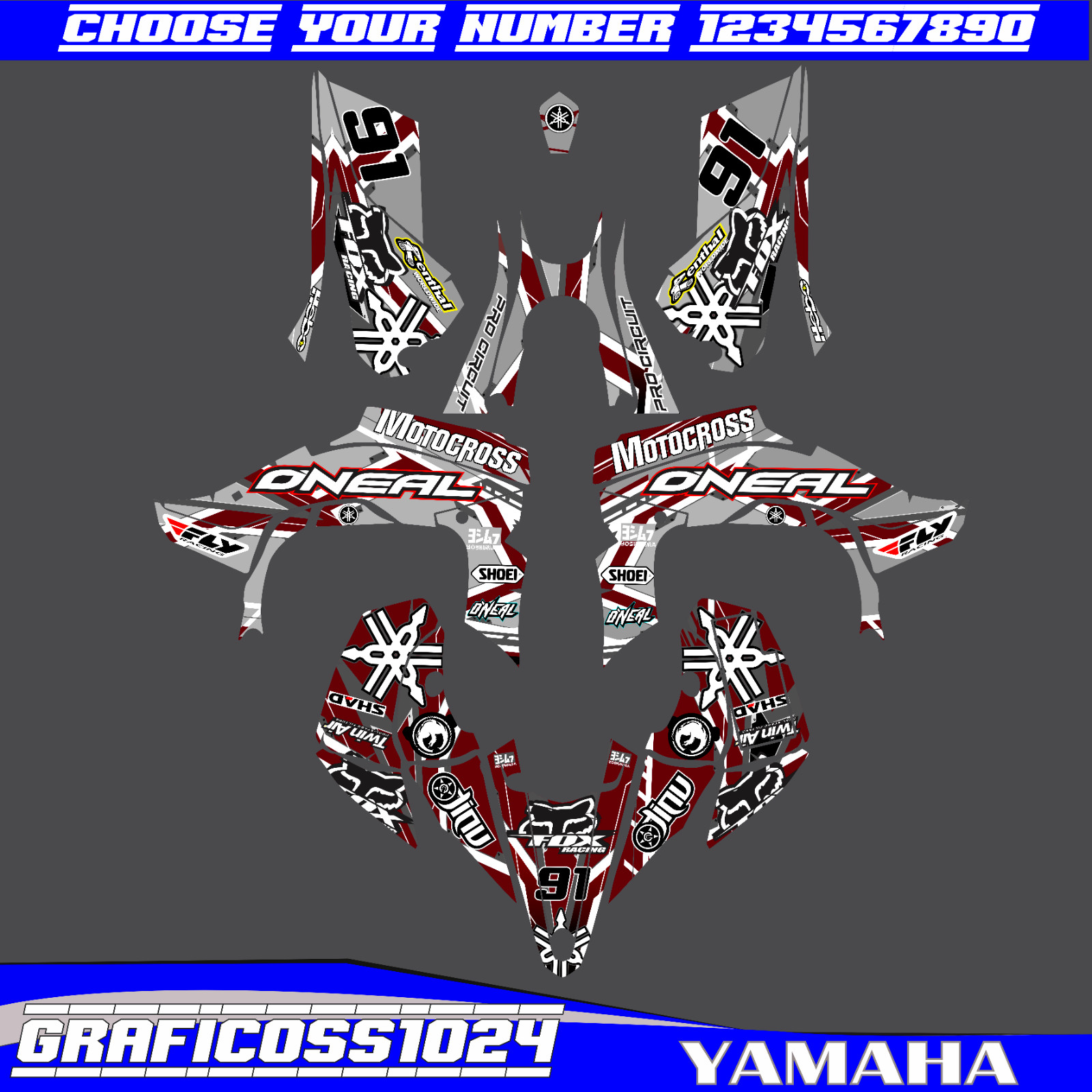 Graphics Kit for YAMAHA YFZ 450R 2014-2023 Fits Yamaha YFZ450R Thickness 12 mil