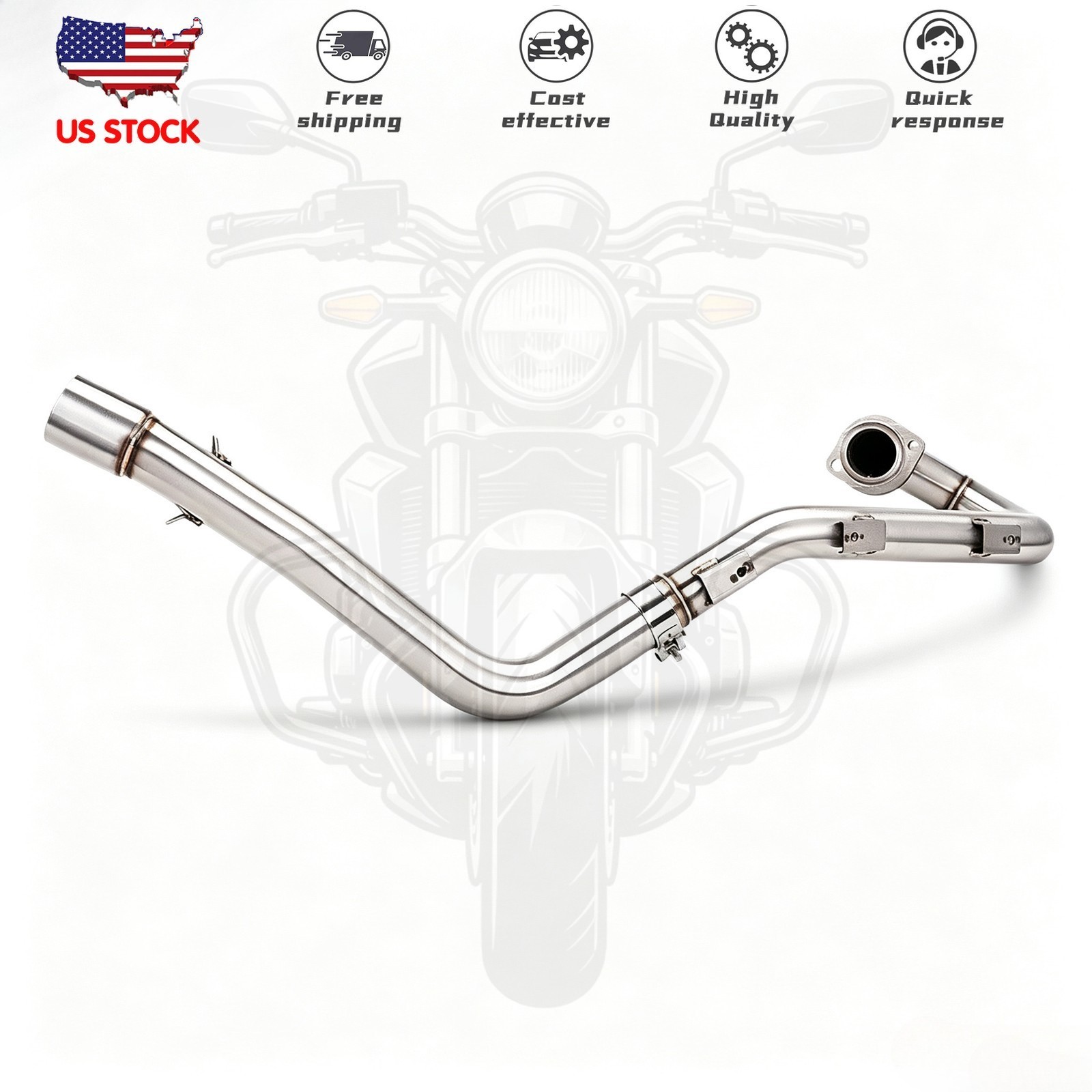 Full System Silvery Exhaust Tips Header Pipe For Yamaha Raptor 700 R 700R 15-26