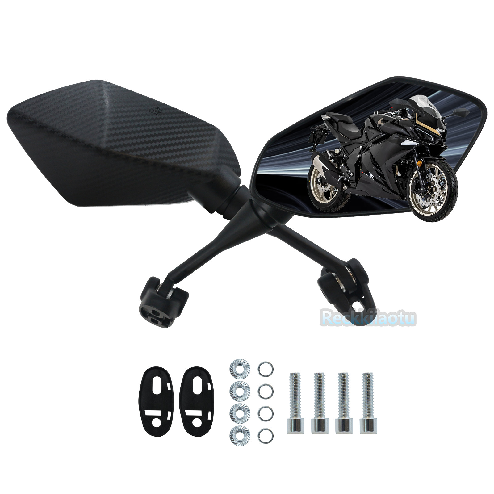 Pair Left & Right Rearview Side Mirrors for Honda CBR250R CBR300R CBR500R Carbon