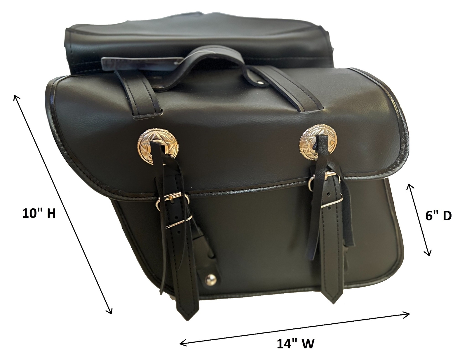 14″ W x 10″ H MOTORCYCLE HEAVY DUTY PVC WATERPROOF SADDLEBAGS WITH CONCHO – A05