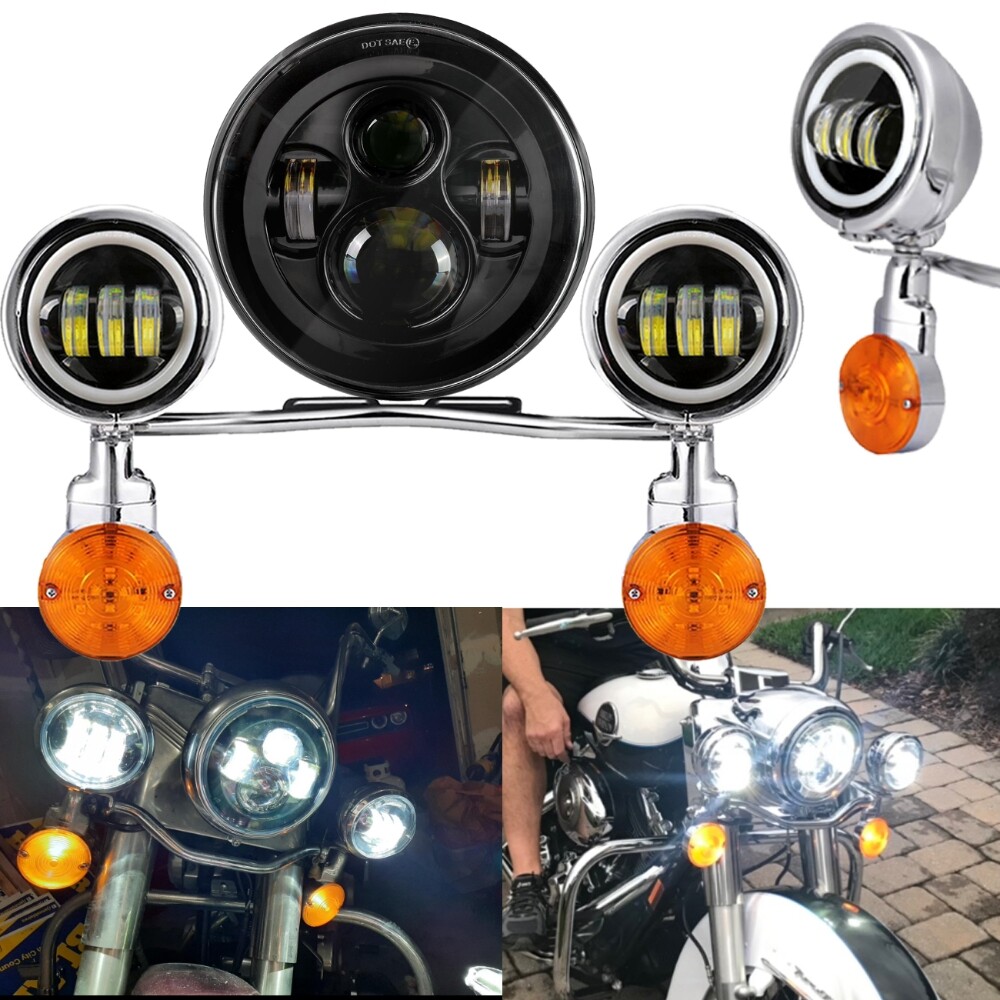 7″ LED Headlight Passing Light For Kawasaki Vulcan VN Classic Nomad Drifter 1500