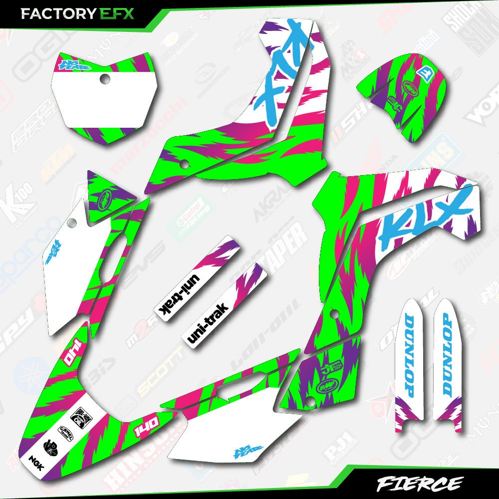 Green & White Retro Fierce Graphics Kit fit Kawasaki 19-24 KLX140 KLX 140 Decals