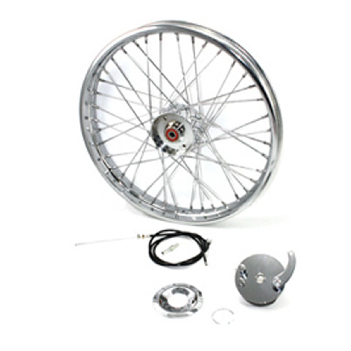 V-Twin Manufacturing Chrome 21 x 1.85 40 Spoke Mini Brake Wheel – 52-0183