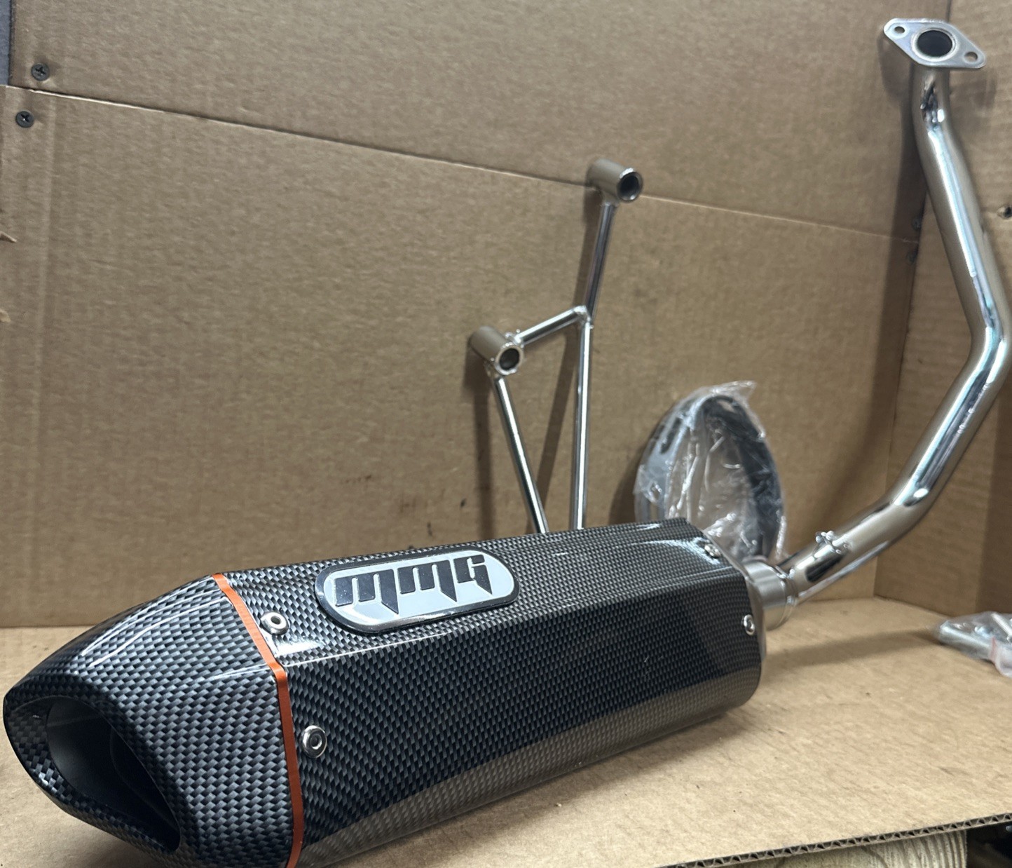 MMG Exhaust System Muffler for GY6 150cc 4 Stroke Scooters (CARBON FIBER Finish
