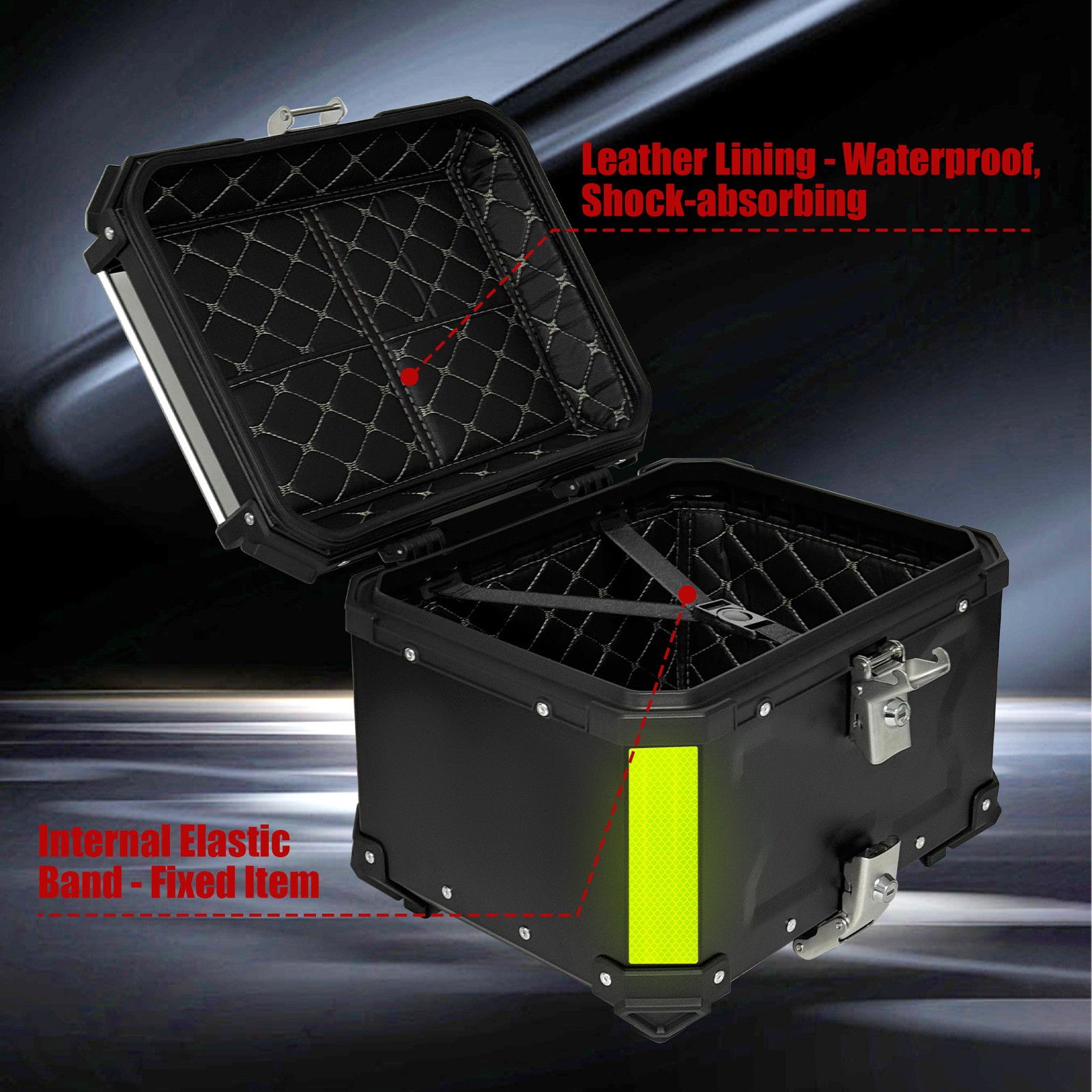 Aluminum Trunk 80L Motorcycle Top Case Waterproof Luggage Storage Tour Tail Box
